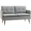 2-Seater Fabric Sofa Button Tufted Loveseat Couch Cushions for Living Room Grey