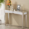 Large Crushed Diamond Silver Mirrored Console Table Lamp End Side Table Bedroom