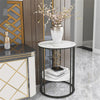 FATIVO Marble Side End Table Round Coffee Table Raised Black Legs Furniture Deco