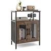 Industrial Wine Bar Cabinet Kitchen Storage Sideboard W/ Wine Rack Glass Holders