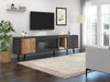 TV Stand Cabinet Unit Modern Glass Door Entertainment Living Room Furniture