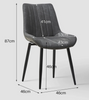 Set of 2 Grey Velvet Dining / Kitchen Chairs with Black Metal Legs 7-1-1