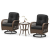 3 Pcs Patio Rattan Bistro Set 360° Swivel Outdoor Rocking Chairs-Black