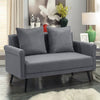 2 Seater Sofas Grey Fabric Upholstered Loveseat Couch with 2 Pillows Home Office