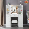 Dressing Table w/ LED Mirror Makeup Organizer Desk Modern Vanity Table Stool Set