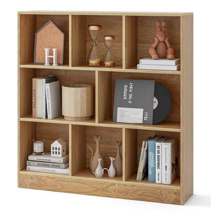 100 CM Wood Display Shelf Living Room Open Storage Cubes-Natural