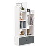 7 Tier Bookshelf Open Storage Wood Bookcase Organizer Display Shelf-White