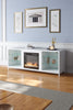 White Wooden TV Cabinet with 18 inch Electric Fireplace TV Cabinet Fireplace Set