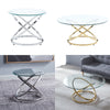 52/90cm Round Coffee Table Tempered Glass Sofa Side Table LivingRoom Metal Frame
