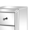 Mirrored Bedside Table Cabinet Glass Nightstand Crystal Knobs 3-Drawer