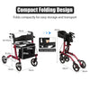 Folding Aluminum Walker Four Wheels Medical Rollator with Seat & Carrying Bag