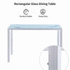 4x White Faux Leather Dining Chairs Golden Legs&White Marble Glass Dining Table