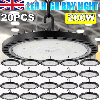 20Pack 200W UFO Led High Bay Light Factory Warehouse Commercial Led Shop Lights