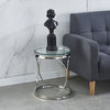 Round Sofa Side Table Glass Top End Coffee Table Chrome Leg Living Room Bedroom