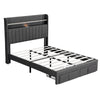UPHOLSTERED BED FRAME 4FT6 DOUBLE STORAGE BED WITH CHARGING AND LIGHTING GREY