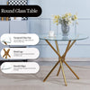 Round Clear Tempered Glass Dining Table Golden Chromed Legs Dining Room Kitchen