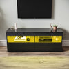 High Gloss Black TV Stand Cabinet Unit 2 Door Sideboard with LED Lights 120cm