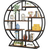 Modern Wood & Metal Freestanding Bookcase with Staggered Open Shelves