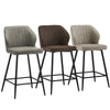 Set of 2 Bar Stools Faux Leather Back Upholstered Metal Legs Barstool Pub Chair