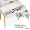 White Dressing Table Set Makeup Desk Mirror Stool Romovable Cabinet Wood Legs