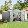 Grey Outdoor Lockable Garden Shed Storage Room Locking Door Sheds 10x12ft UK