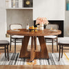 120cm Round Dining Table for 4-6 Person, Modern Kitchen Dining Room Table Brown