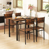 Dining Table Set for 4 Space-Saving Dinette Set w/ 4 Chairs-Brown