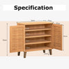 GYMAX 2-Door Shoe Cabinet 4-Tier Shoe Rack Storage Organizer Teak