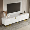 Modern TV Stand Cabinet TV Entertainment Centre Unit mit Gold Metal Legs, White