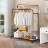 Metal Open Wardrobe Double Clothes Rail Rack Garment Hanging Stand Storage Shelf