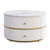 Round Nesting Coffee Table, Set of 2 End Tables with 2 Drawers for Living Room