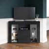 Modern TV Stand Storage Cabinet Unit High Gloss Black with LED Lights 2 Drawers