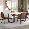 Dining Table 140 cm Rectangular Marble Effect Kitchen Table w/ Black Metal Legs