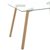 Rectangular Dinner Table Kitchen Dining Room Table Glass Top + Wood Effect Legs