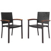 Set of 2 Outdoor PE Wicker Stackable Chairs Patio Dining Chairs-Brown