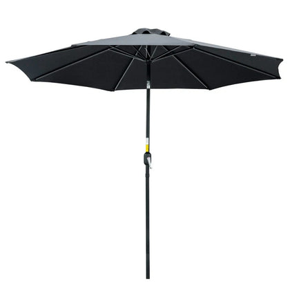 3(m) Patio Umbrella Outdoor Sunshade Canopy with Tilt & Crank Black UK