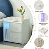 White Bedside Table 2 Drawers LED with Charging Station Nightstand Cabinet