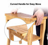 Slatted Bamboo Shower Bench Storage Seat Stool w/ Shelf Safe Comfortable Bath