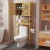 Large Bamboo Over-The-Toilet Storage Cabinet Bathroom Rack with Adjustable Shelf