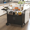 Outdoor BBQ Grill Cart with Stainless Steel Top Foldable Side Table Storage