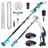 2 IN 1 Cordless Pole Chainsaw Long Reach Cutter Pruner Saw 2Batteries Charger UK