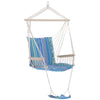 Garden Hammock w/ Footrest Armrest Patio Swing Seat Hanging Rope Blue