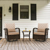 3-Piece Patio Swivel Rocker Set Rattan Wicker 360° Swivel Rocking Chairs Set