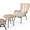 DAKO Garden Set SERRANTE – 2 Rattan-Effect Chairs with Cushions & Round Table