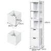 5-Tier Storage Cabinet Bathroom Tall Cabinet Storage Stand w/ 2 Drawers White