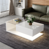 Coffee Table with LED Light, High-Gloss White With Drawer Living Room Furniture