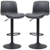 Retro Barstools Set of 2 PU Leather Adjustable Height Swivel Bar Chairs