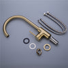 Brass Kitchen Dual Sink Mixer Taps 360° Swivel Spout Laundry Faucet,Brushed Gold