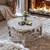 31.5in Large Round Mirrored Coffee Table with Crystal Edge Frame for Livingroom
