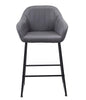 2 X Grey velvet Bar Stools fixed height Grey Breakfast Kitchen Bar